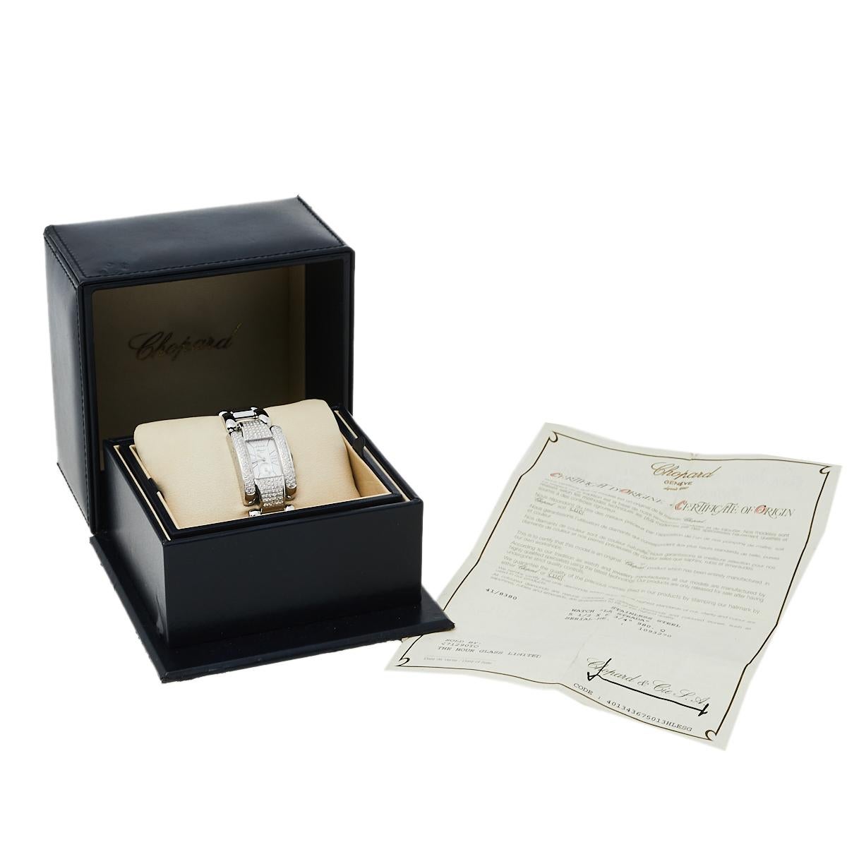 Chopard White Stainless Steel Diamond La Strada 8357 Women's Wristwatch 24 mm In Good Condition In Dubai, Al Qouz 2