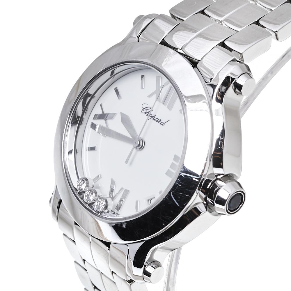 Chopard White Stainless Steel Happy Sport 278477-3013 Women's Wristwatch 36 mm 2