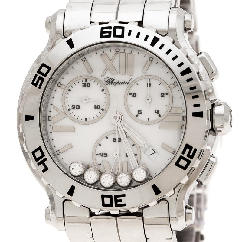Men's Chopard White Stainless Steel Happy Sport 8499 Women's Wristwatch 42 mm