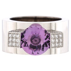 Chopard Wide Band Ring 18k White Gold with Amethyst and Diamonds