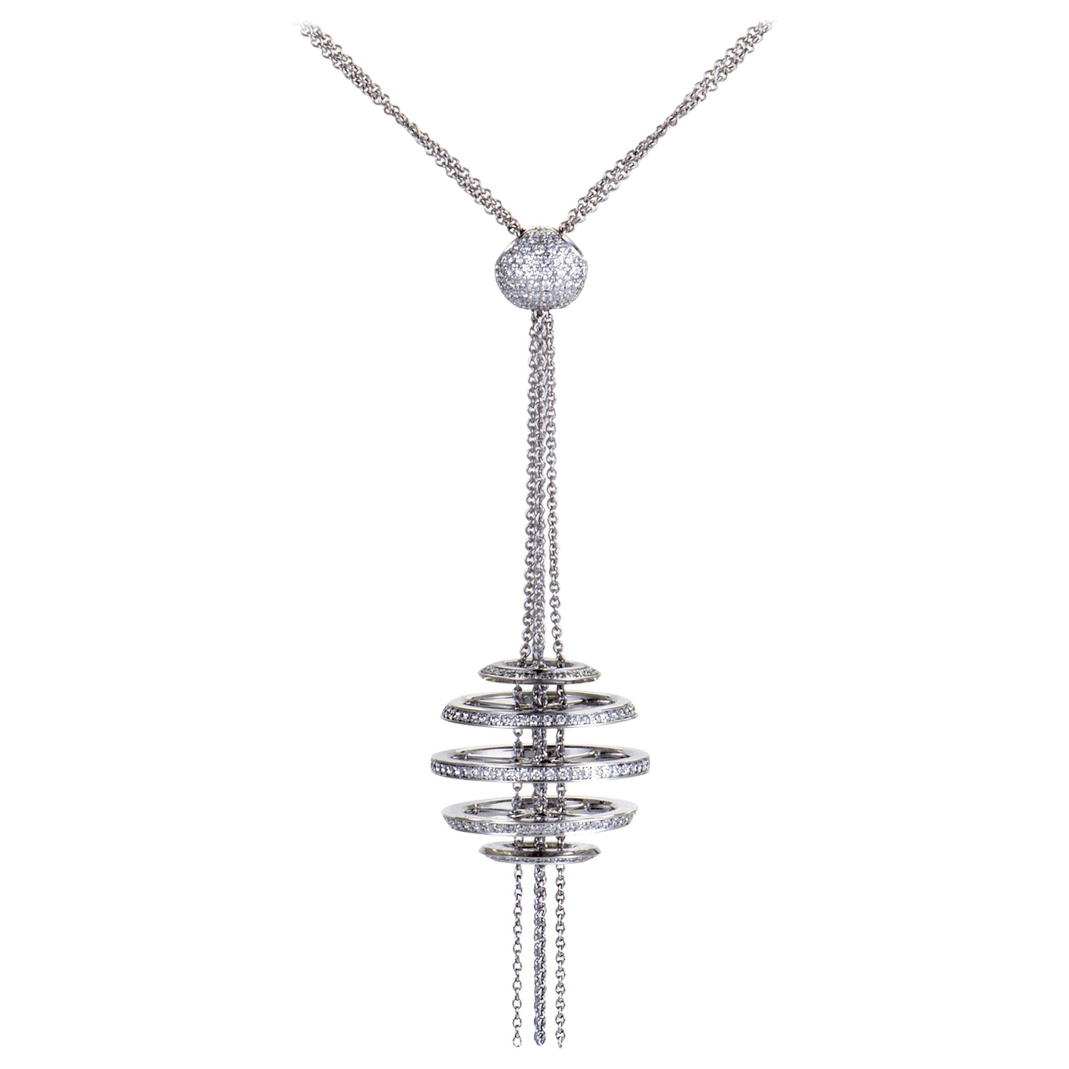 Chopard Women’s 18 Karat White Gold Spherical Diamond Pave Pendant Necklace