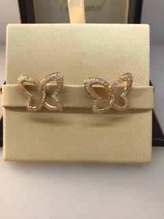 Chopard Women's 18 Karat Gold and Diamond Butterfly Stud Earrings 83/7445-5002