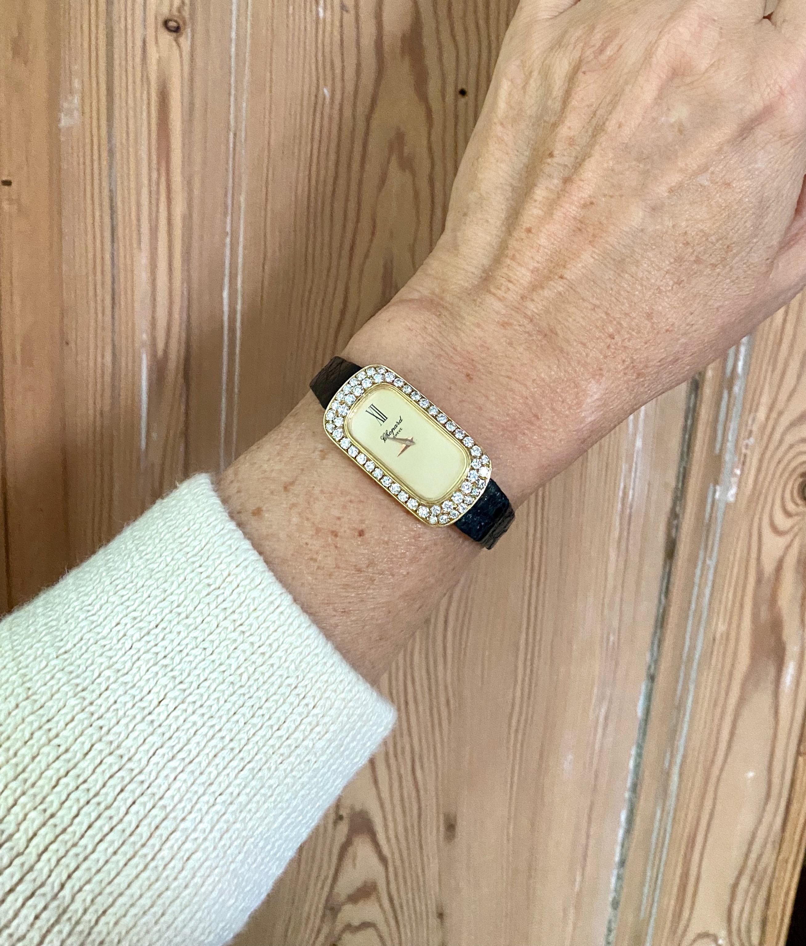 Chopard Baignoire Model Women's Watch in 18 Karat Gold Diamonds Vintage For Sale 6