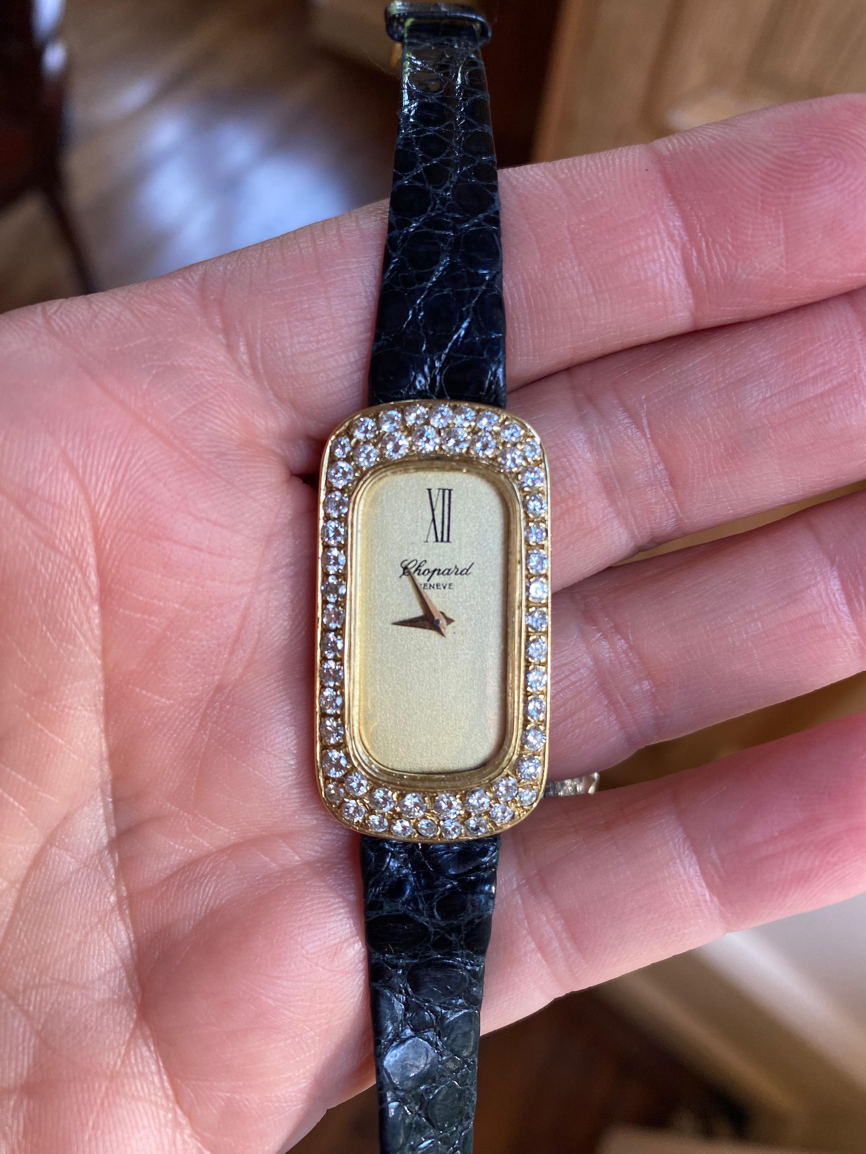 Chopard Baignoire Model Women's Watch in 18 Karat Gold Diamonds Vintage For Sale 3