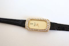 Chopard Watch in 18 Karat Gold Baignoire Model Women's  Diamonds Vintage