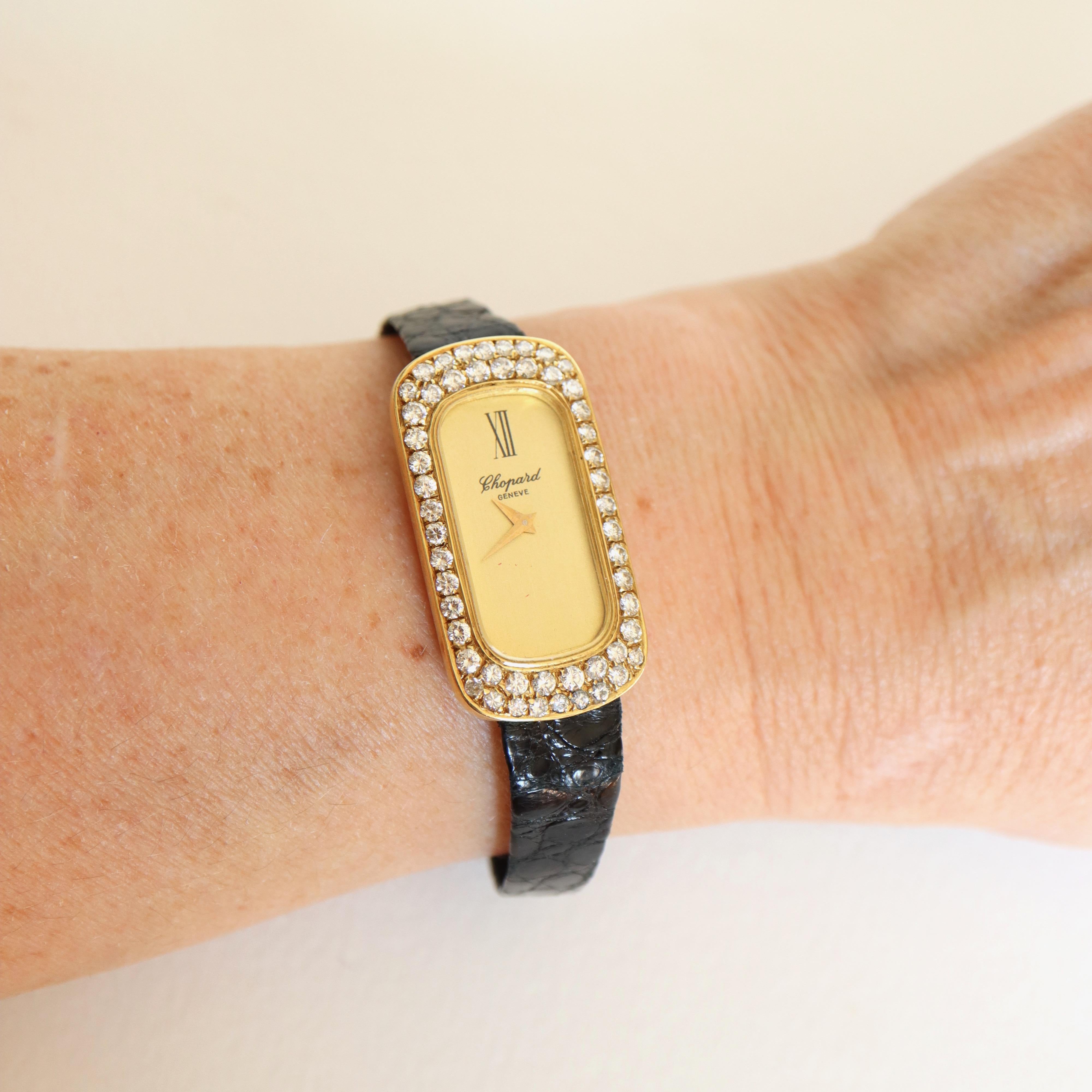 Chopard Baignoire Model Women's Watch in 18 Karat Gold Diamonds Vintage In Good Condition For Sale In Paris, FR