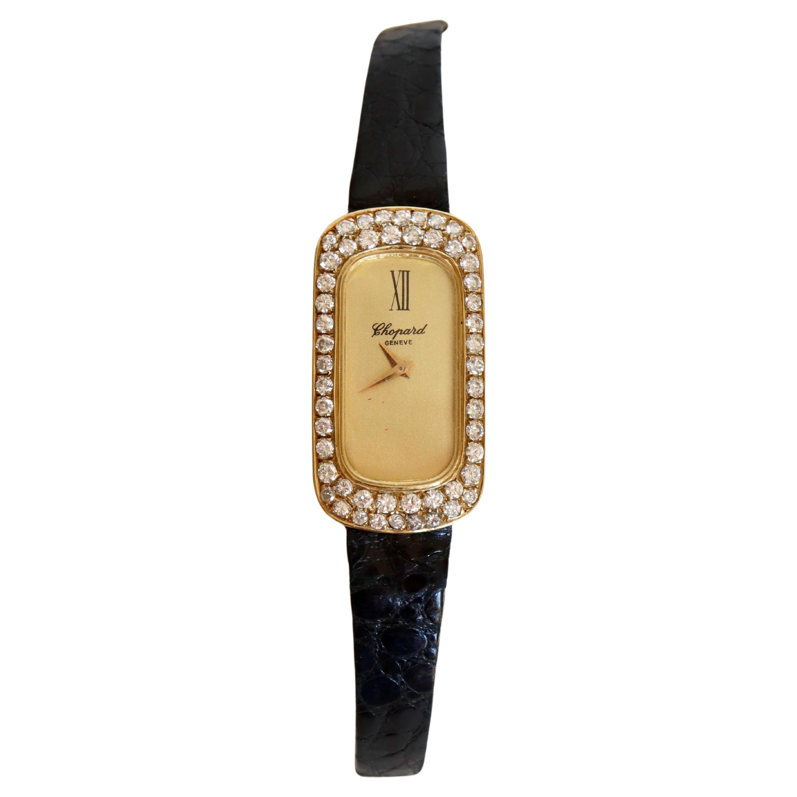 Chopard Women's Wrist Watch BaignoireModel in 18 Karat Gold Diamonds For Sale