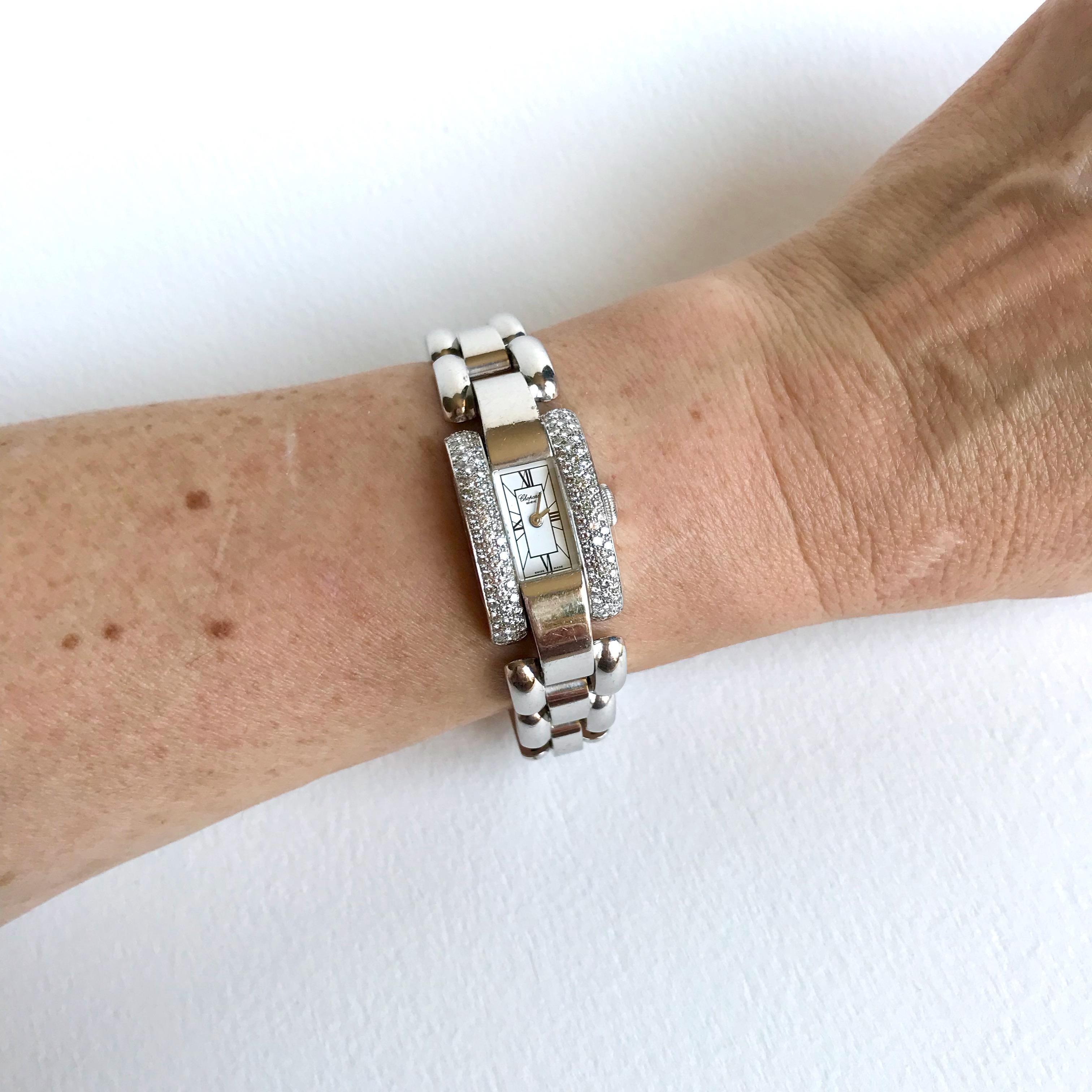 Chopard Armbanduhr aus 18 Karat Gold und Diamanten, Modell La Strada im Zustand „Gut“ im Angebot in Paris, FR