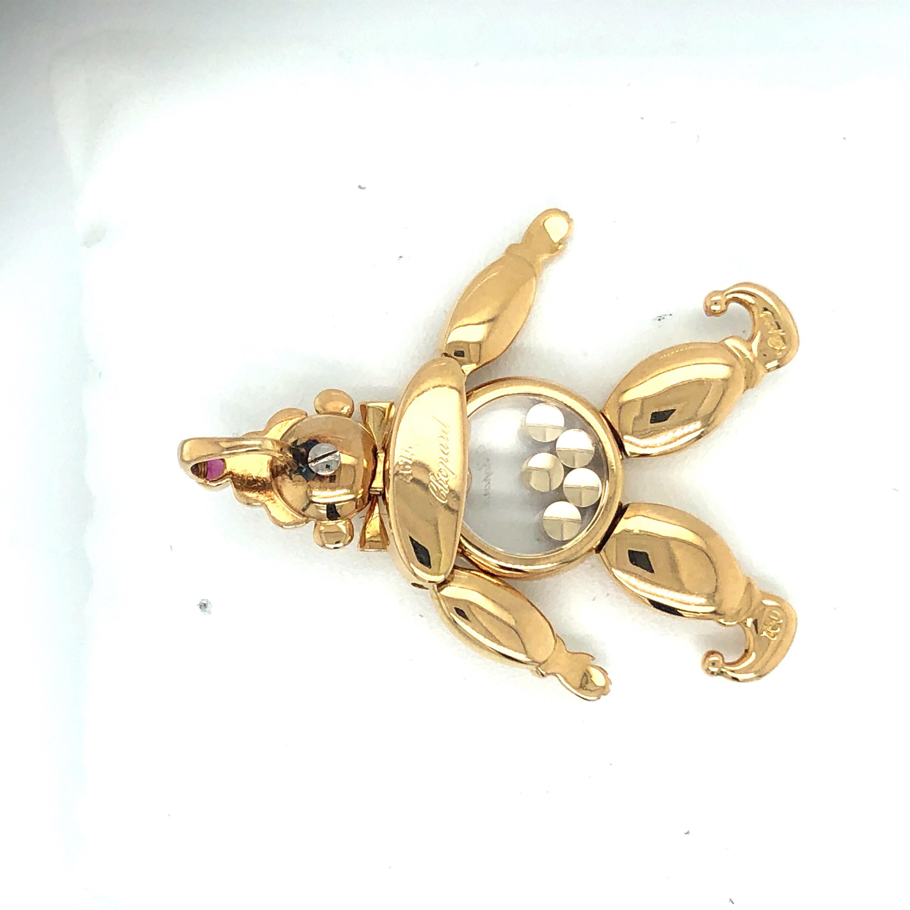 Taille ronde Pendentif Clown Happy Diamond en or jaune et serti de pierres précieuses Chopard
