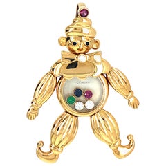 Vintage Chopard Yellow Gold and Gem-Set Happy Diamond Clown Pendant