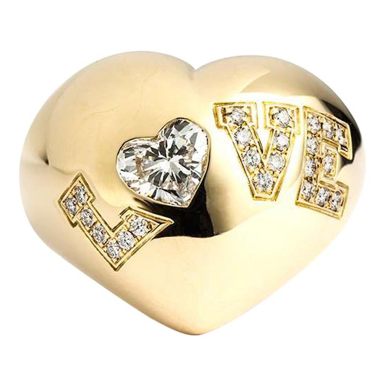 Chopard Yellow Gold Diamond Heart Love Ring For Sale At 1stdibs Chopard Yellow Gold Diamond Heart Love Ring For Sale At 1stdibs