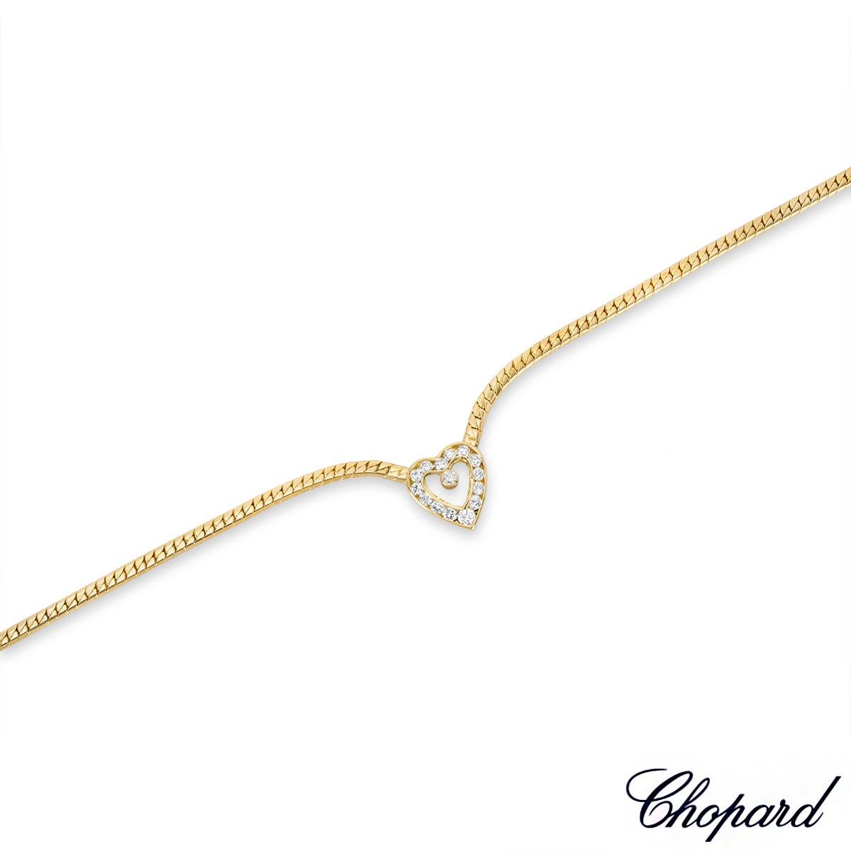 Round Cut Chopard Yellow Gold Diamond Heart Necklace 0.94ct TDW