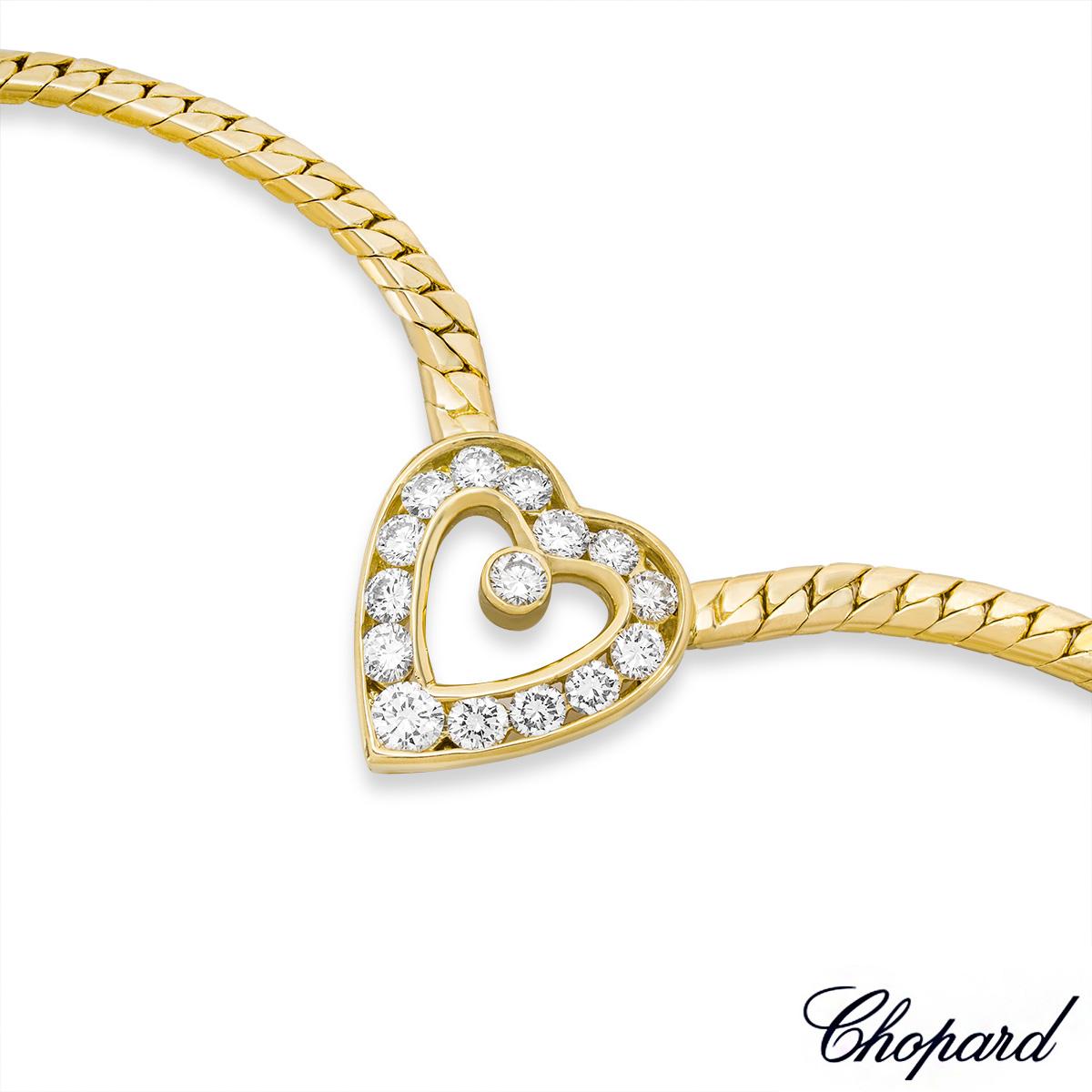Chopard Yellow Gold Diamond Heart Necklace 0.94ct TDW In Excellent Condition In London, GB