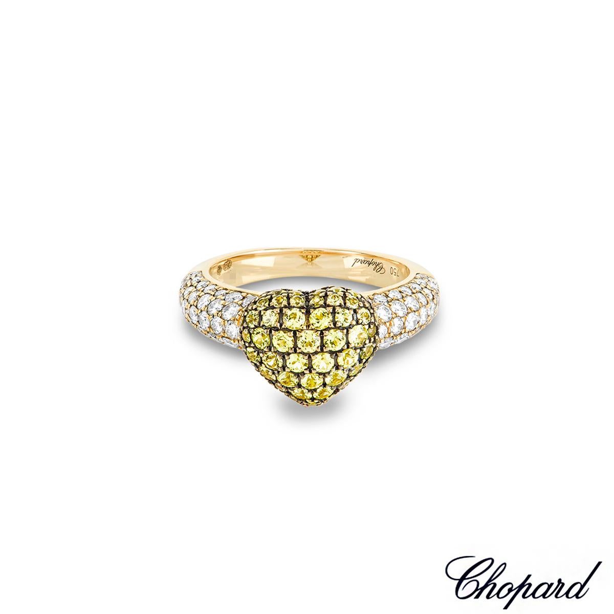 Round Cut Chopard Yellow Gold Diamond Heart Ring 82/4513-0111 For Sale