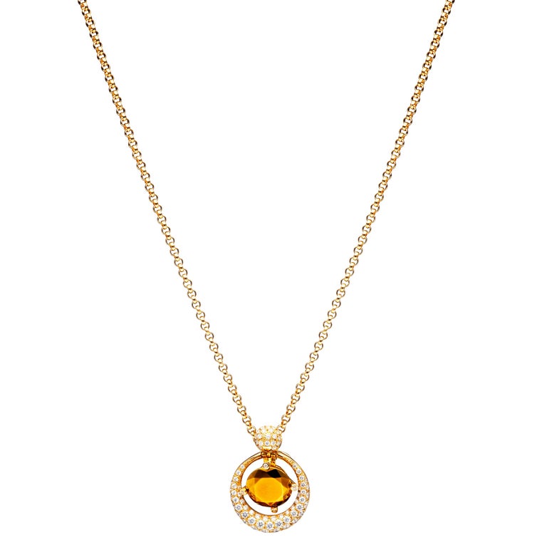Chopard Yellow Gold and Diamond Pendant Necklace 79/4615-0001 Brand New ...