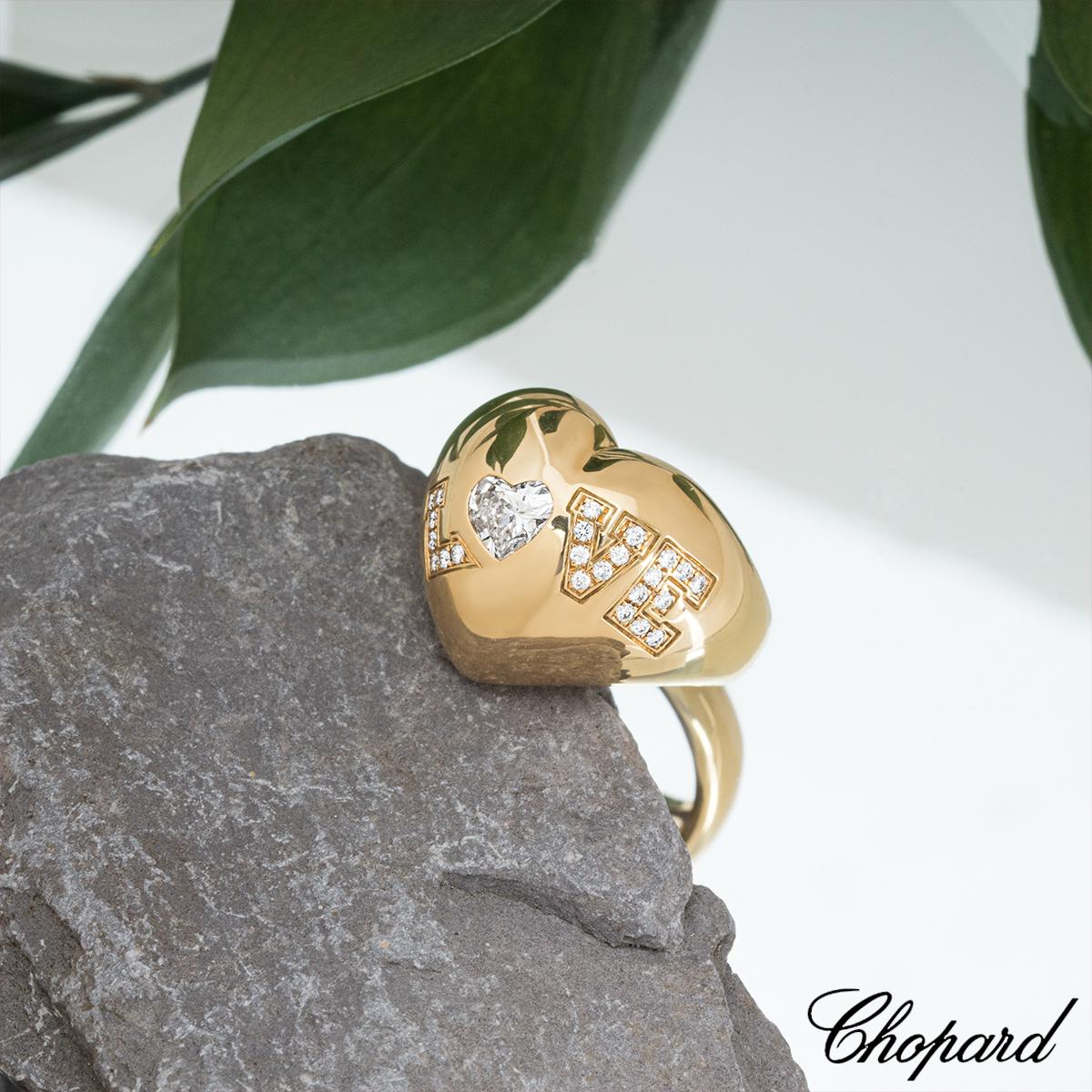 Women's or Men's Chopard Yellow Gold Diamond Set Heart Love Ring