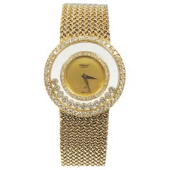 Chopard Yellow Gold Diamonds Happy Diamond Large Quartz Wristwatch