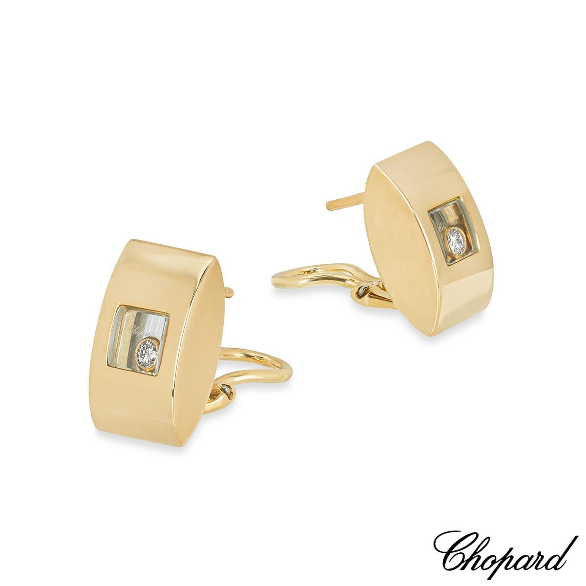 Round Cut Chopard Yellow Gold Happy Diamonds Earrings 84/3335