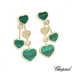 Chopard Yellow Gold Happy Diamonds Malachite & Diamond Earrings 0.57ct 83A482-51