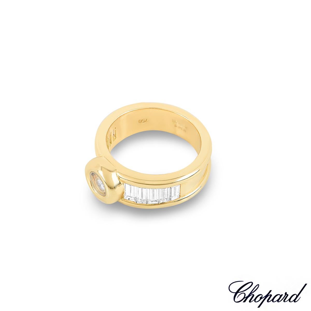 Round Cut Chopard Yellow Gold Happy Diamonds Ring 82/2211-0001 For Sale