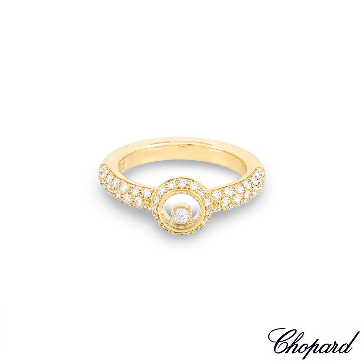 Round Cut Chopard Yellow Gold Happy Diamonds Ring 82/2902-0110 For Sale