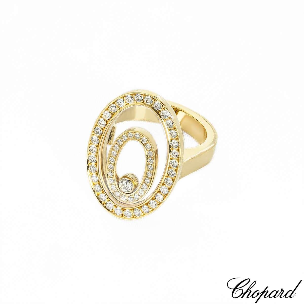 Chopard Yellow Gold Happy Spirit Diamond Ring Size 53 82/5879/0 In Excellent Condition For Sale In London, GB