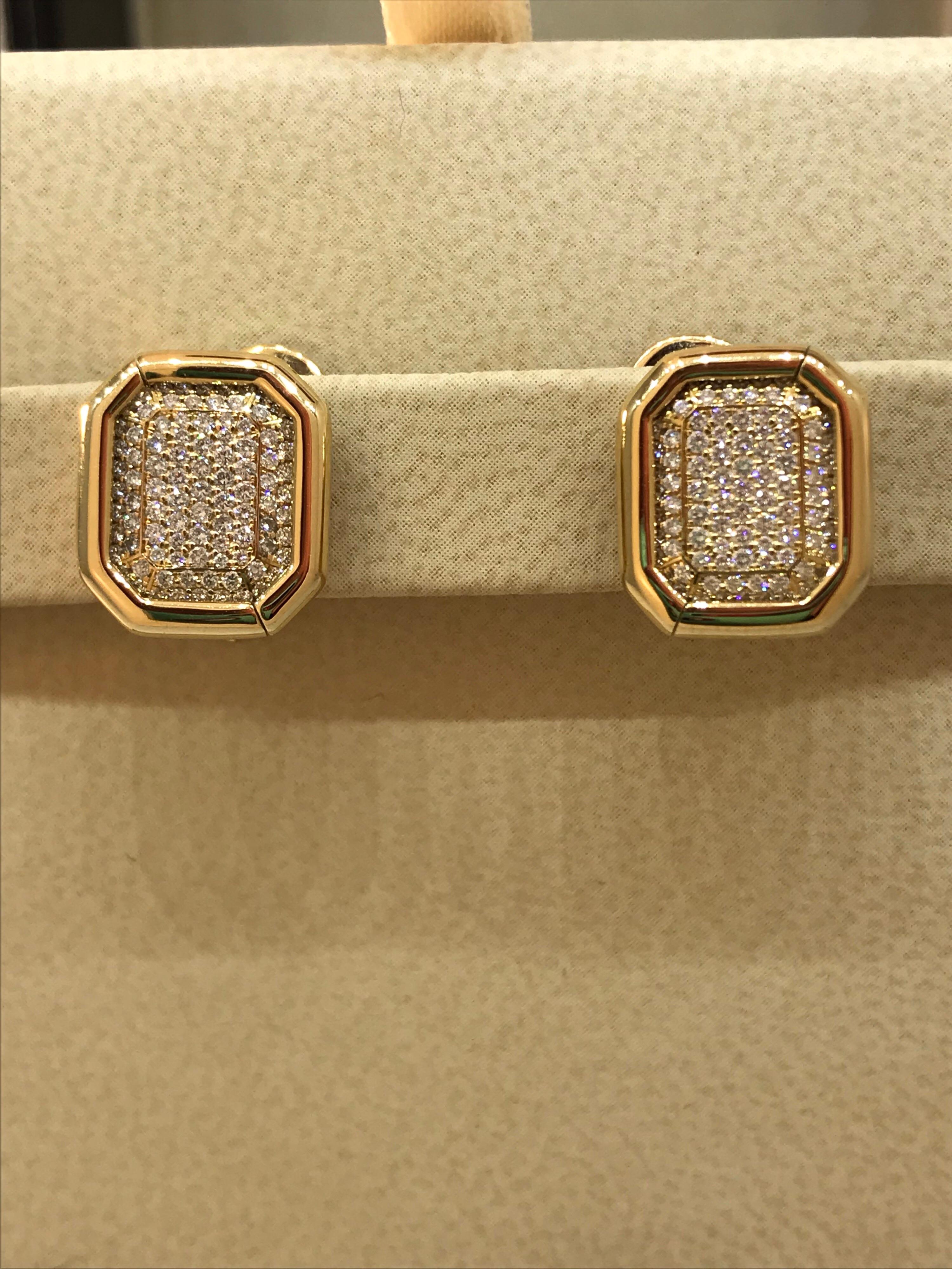 Women's Chopard Yellow Gold Pave Diamond Earrings 84/6014 For Sale