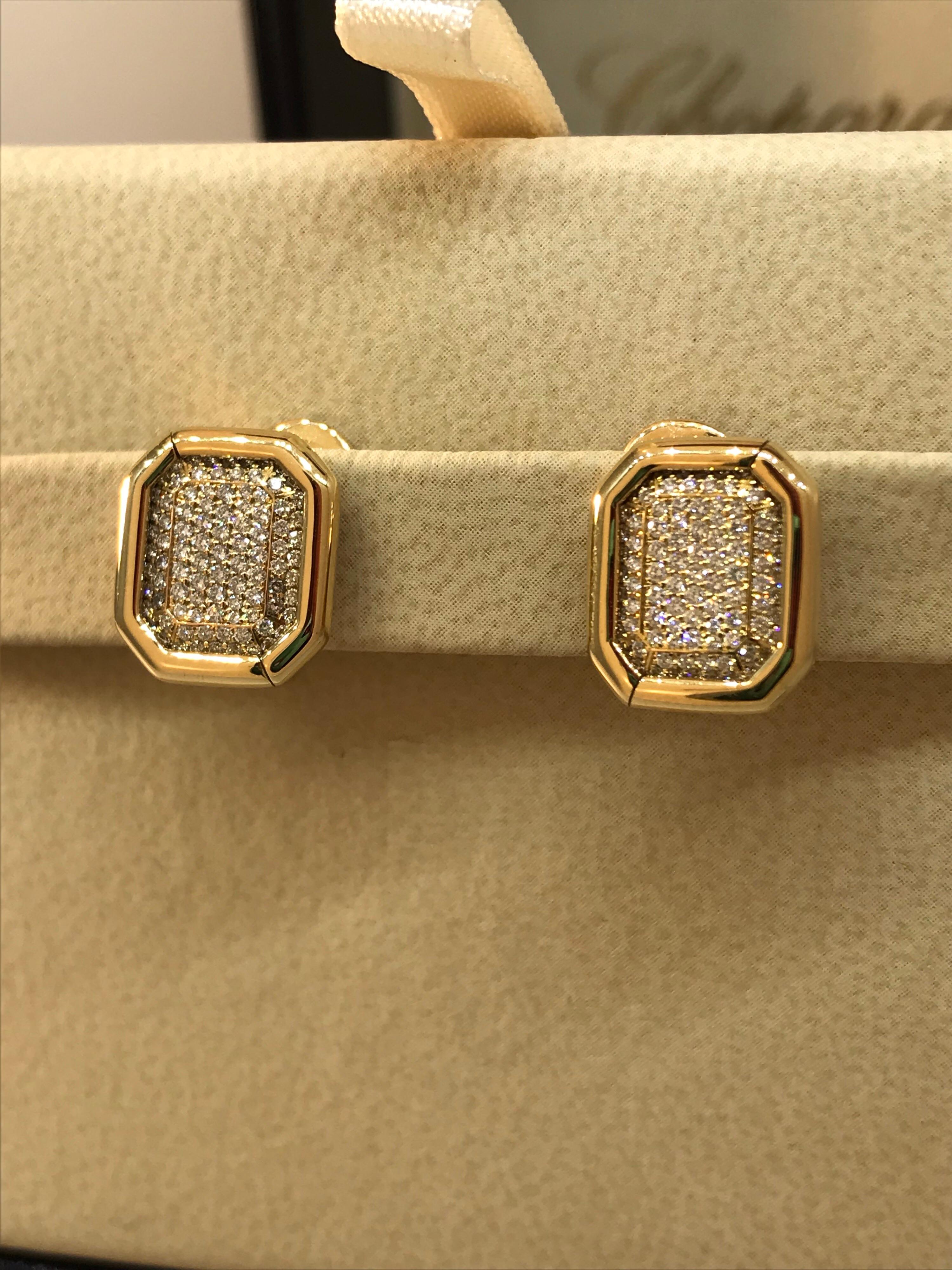 Chopard Yellow Gold Pave Diamond Earrings 84/6014 For Sale 2