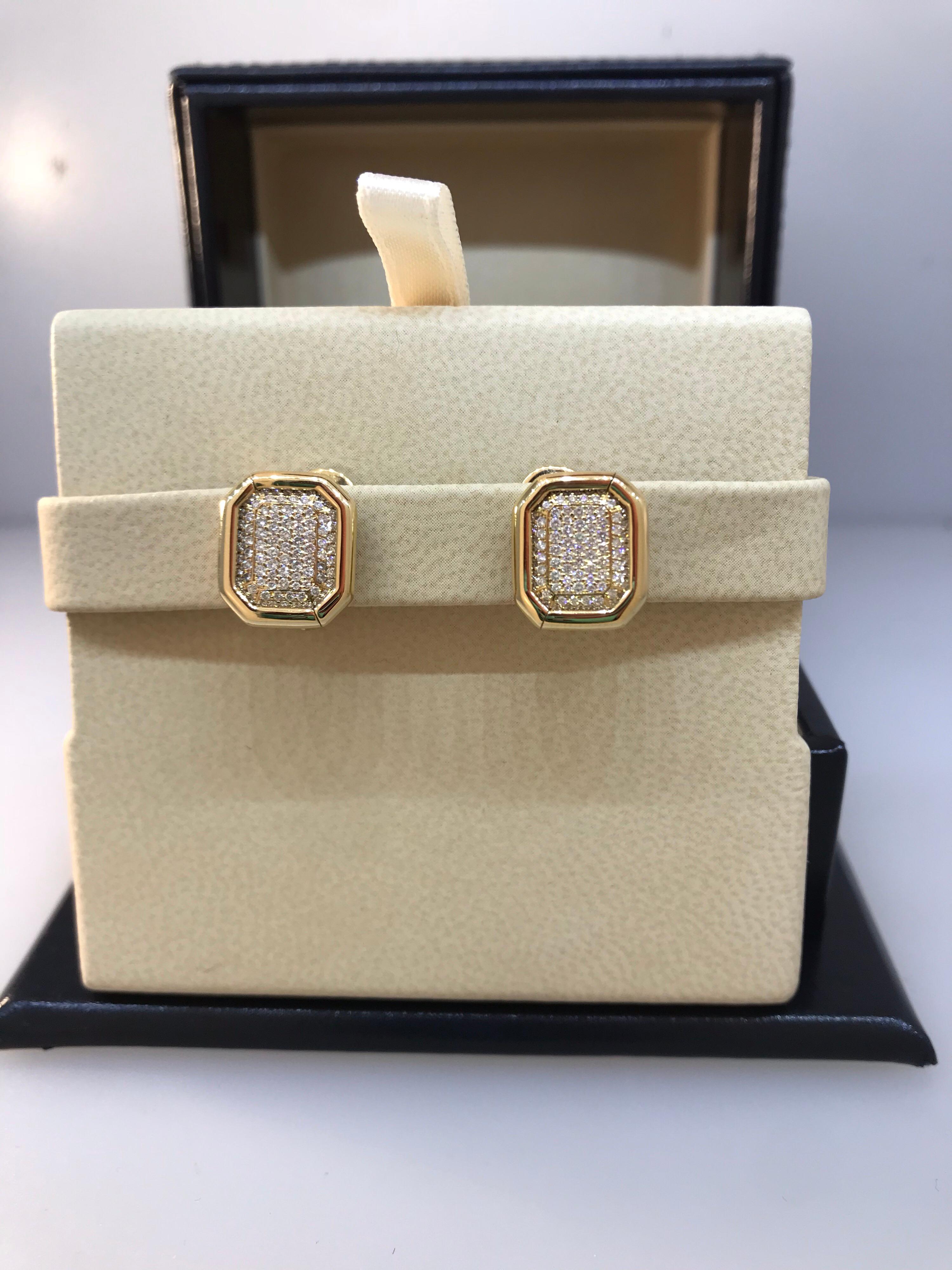 Chopard Yellow Gold Pave Diamond Earrings 84/6014 For Sale 3
