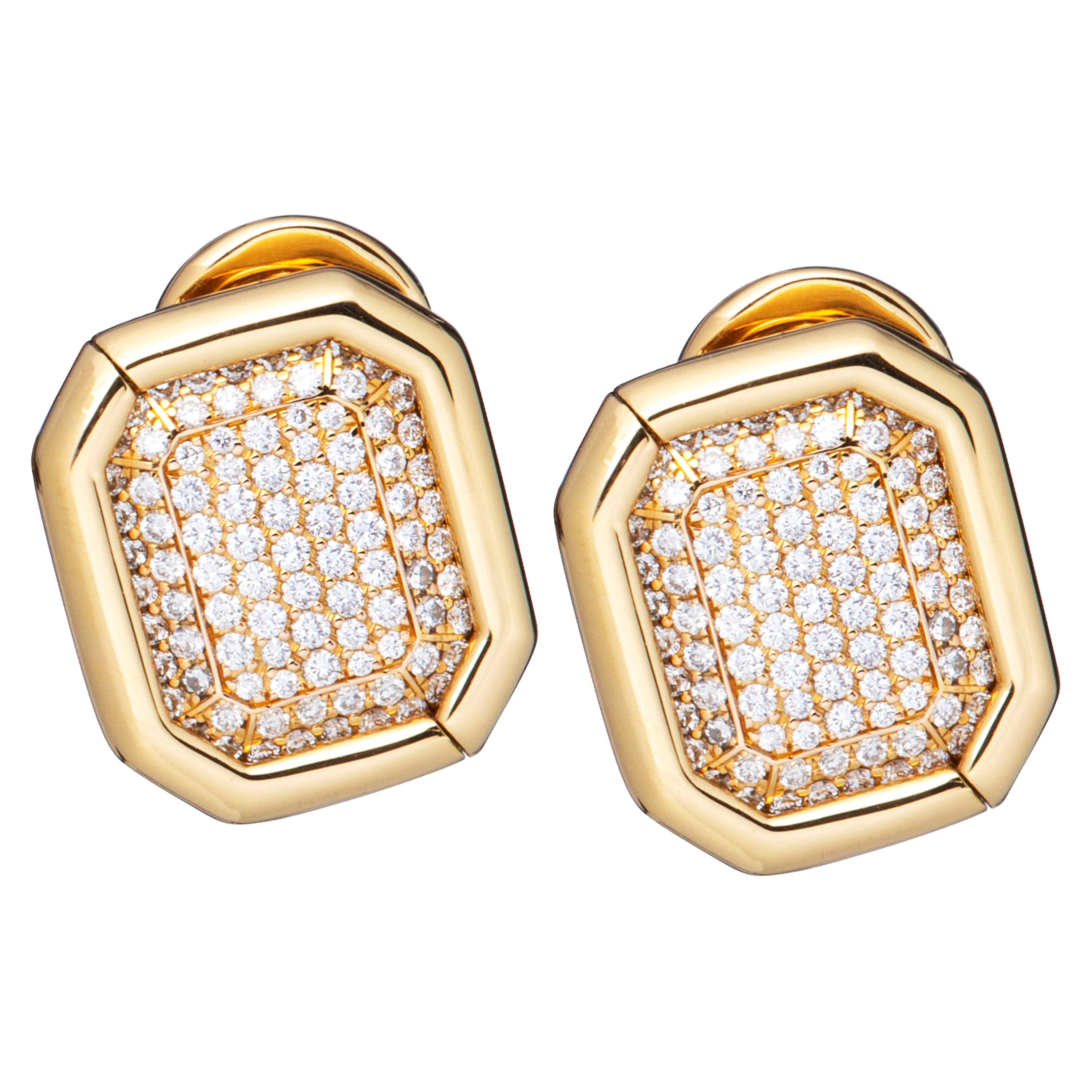 Chopard Yellow Gold Pave Diamond Earrings 84/6014 For Sale