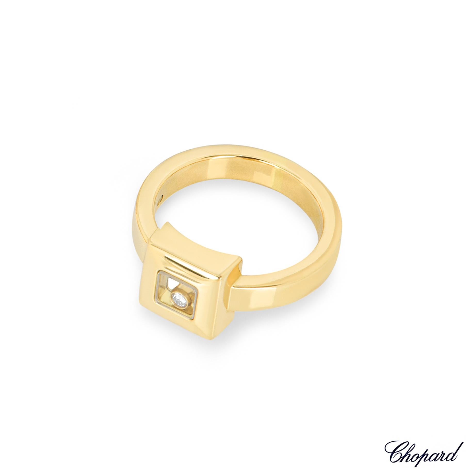 Round Cut Chopard Yellow Gold Square Happy Diamonds Ring 82/2938-20