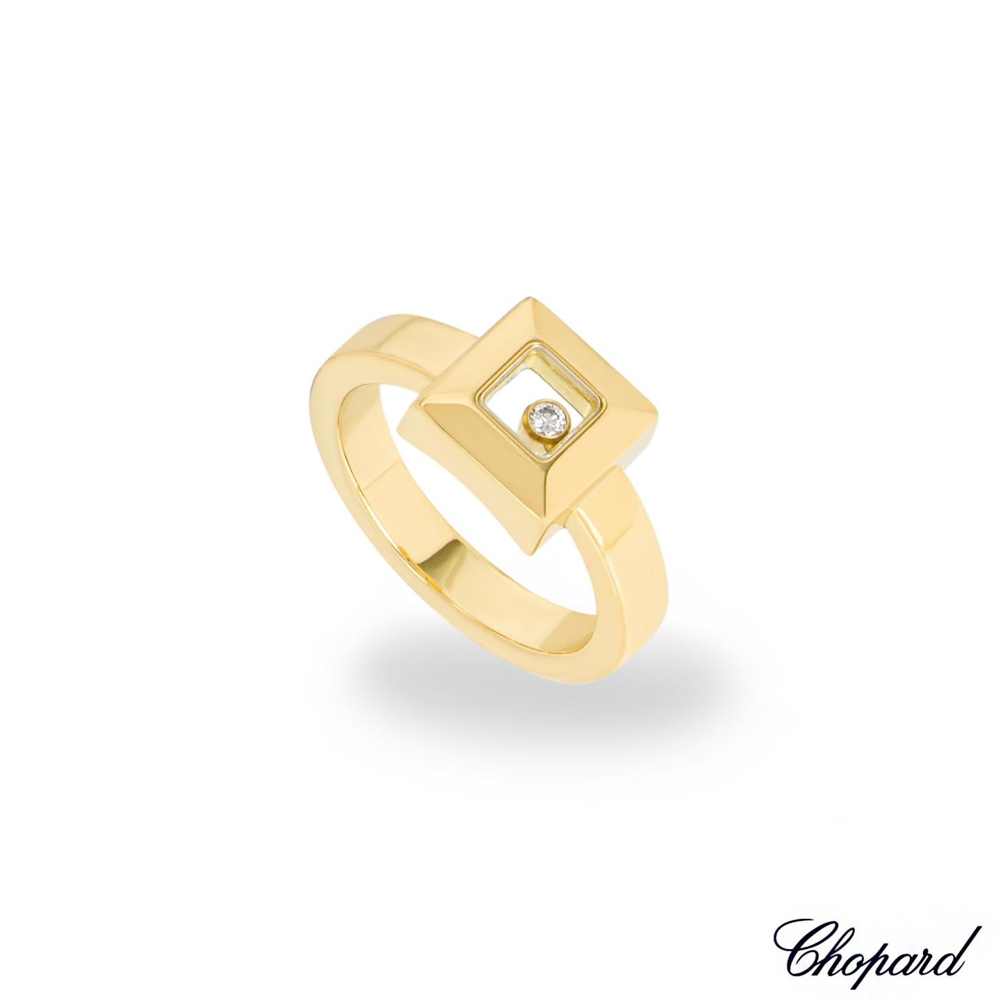 Chopard Yellow Gold Square Happy Diamonds Ring 82/2938-20 In Excellent Condition In London, GB