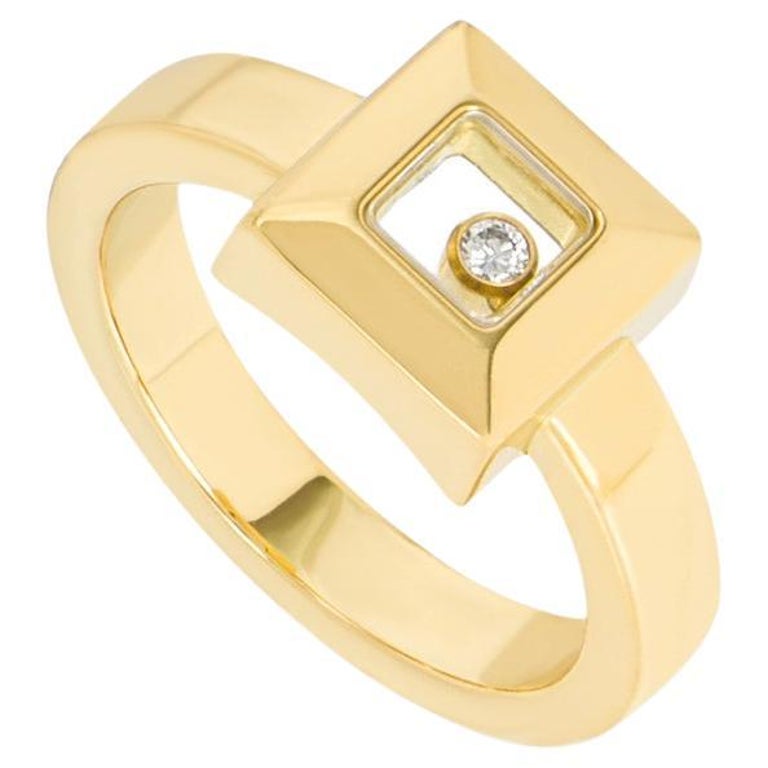 Chopard Yellow Gold Square Happy Diamonds Ring 82/2938-20 at 1stDibs