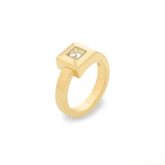 Chopard Yellow Gold Square Happy Diamonds Ring Size 58 1/2 82/2938-20