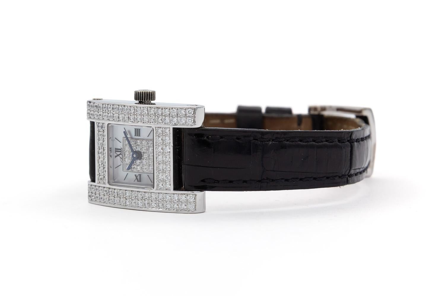 Contemporain Chopard Your Hour Montre à quartz MOP en or blanc 18 carats avec diamants 13/6965-20 en vente