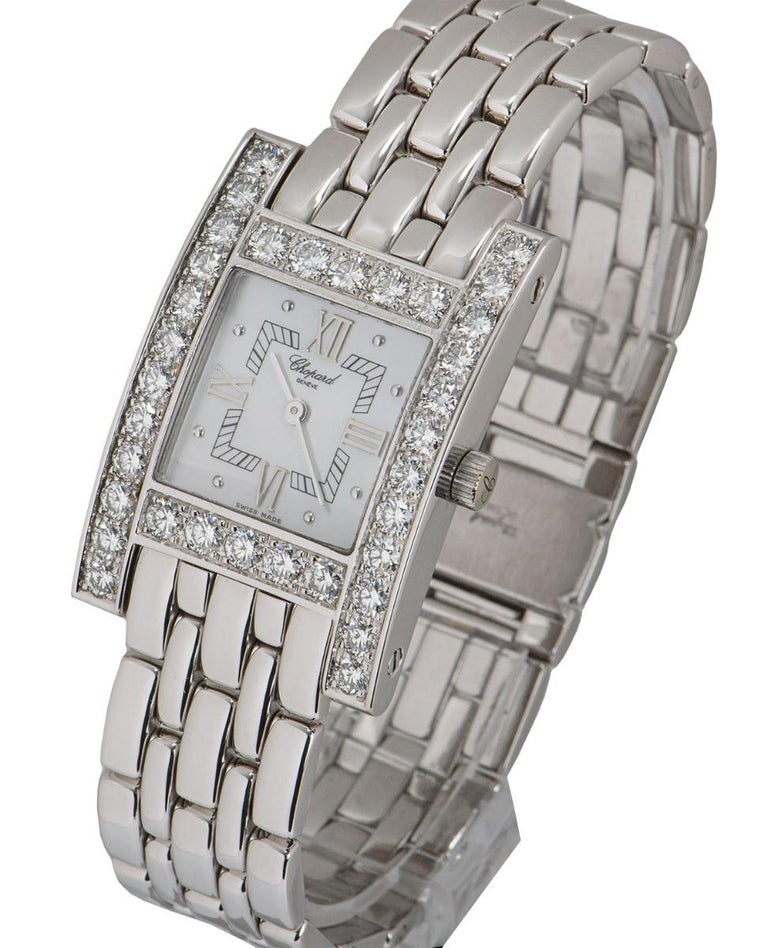 Round Cut Chopard Your Hour White Gold Mother of Pearl Dial Diamond Set 10/6805 For Sale