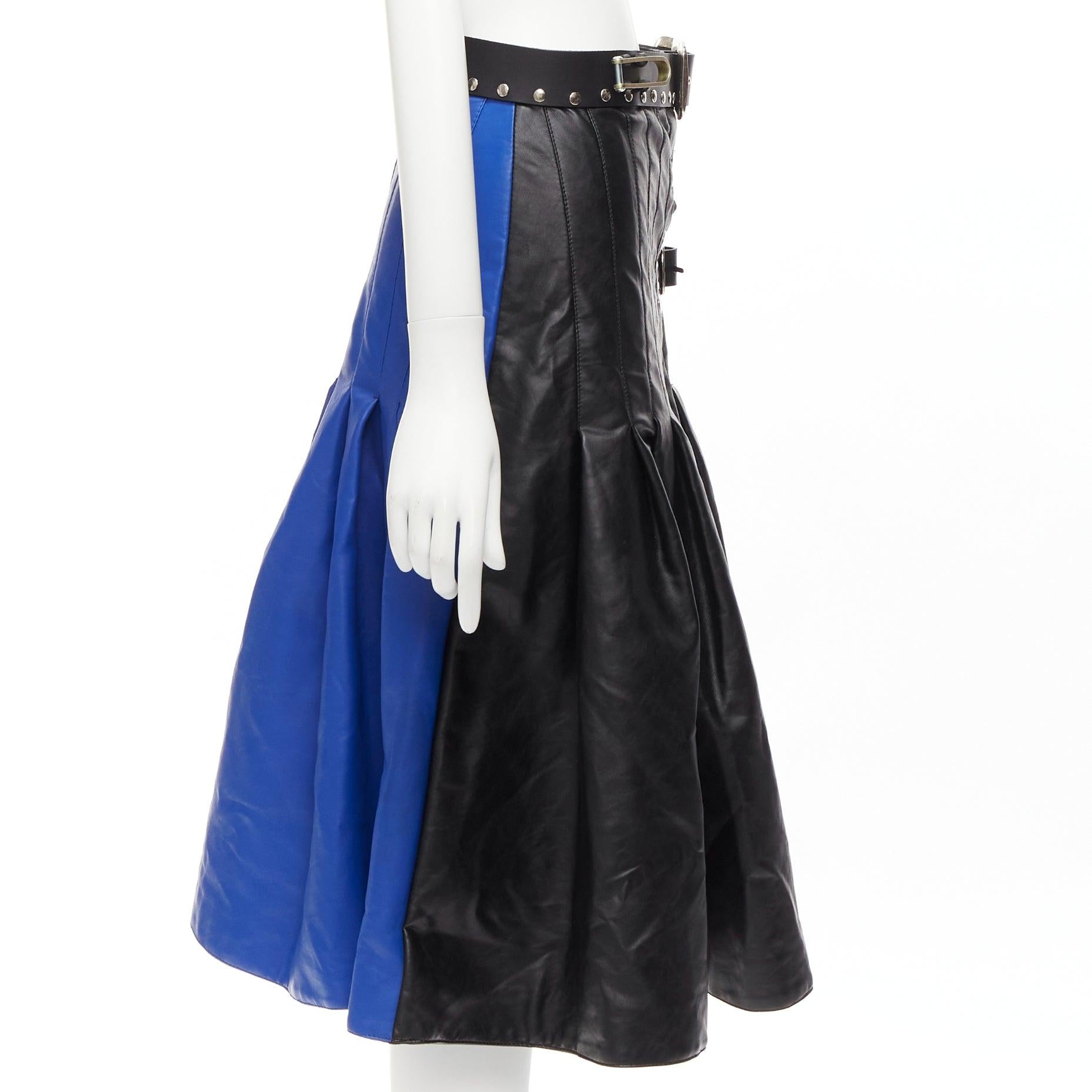 Women's CHOPOVA LOWENA 2020 Runway leather belt multi buckle studded gladiator skirt XS For Sale