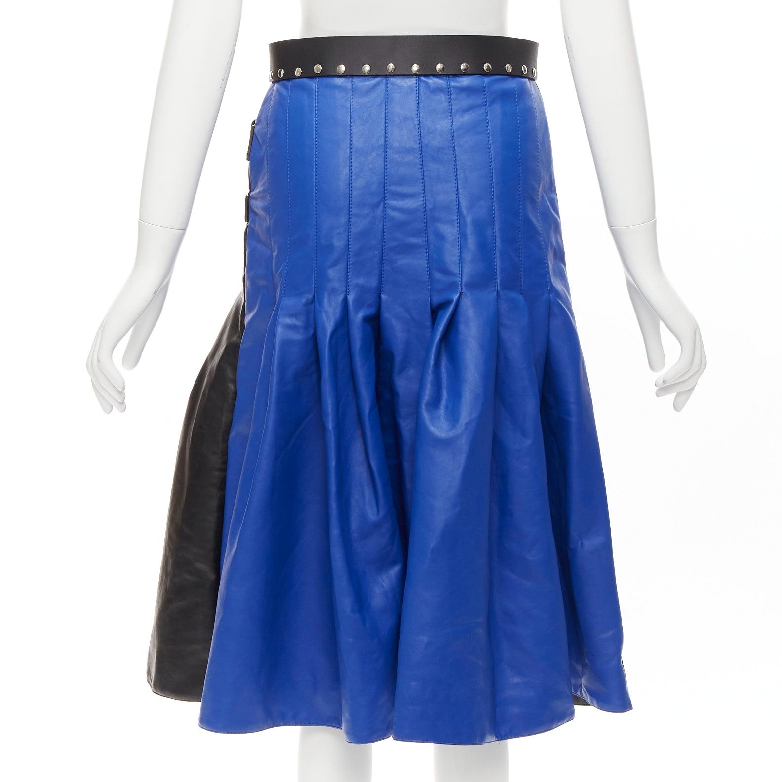 CHOPOVA LOWENA 2020 Runway leather belt multi buckle studded gladiator skirt XS For Sale 1