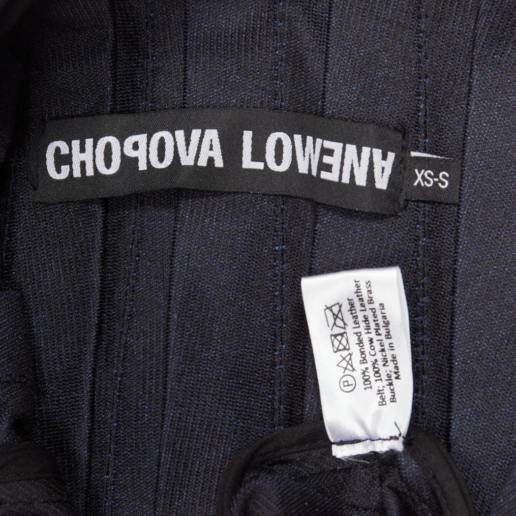CHOPOVA LOWENA 2020 Runway leather belt multi buckle studded gladiator skirt XS For Sale 4