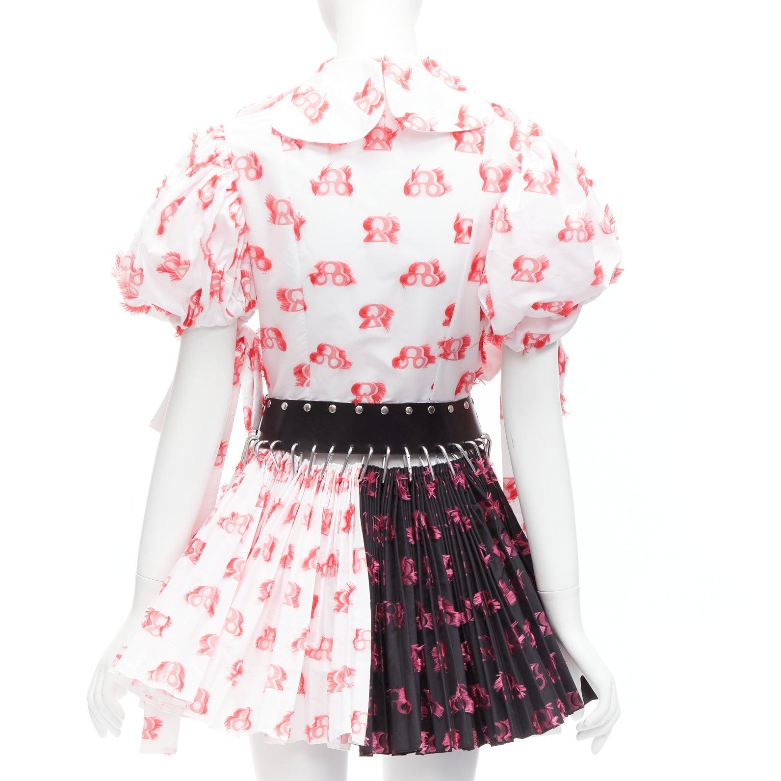 Women's CHOPOVA LOWENA 2023 Apex red carabiner leather punk stud puff mini dress XS