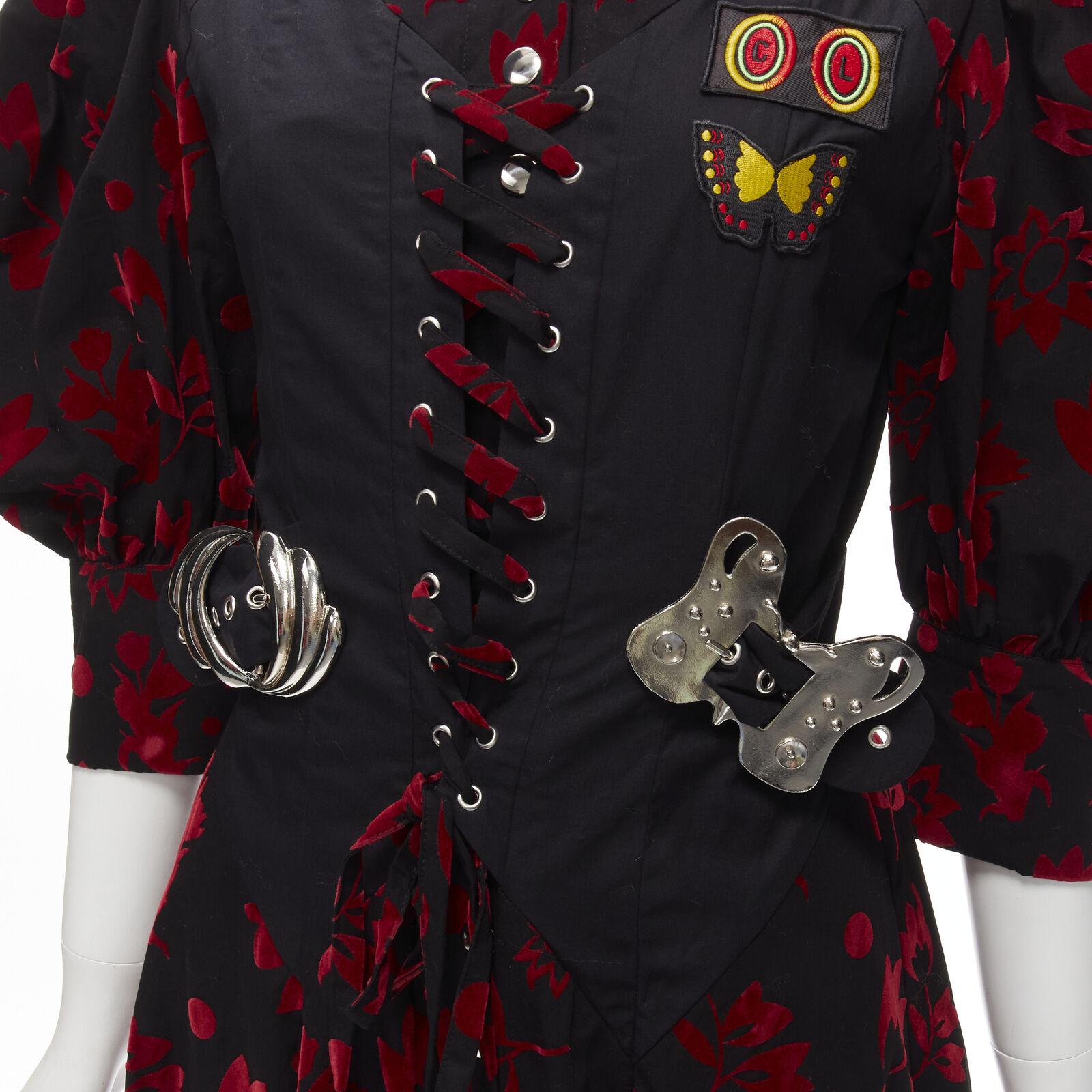 CHOPOVA LOWENA red velvet floral butterfly hook black corset Victorian dress S
Reference: AAWC/A00198
Brand: Chopova Lowena
Collection: Runway
Material: Cotton, Polyester
Color: Black, Red
Pattern: Floral
Closure: Zip
Extra Details: Snap button cuff