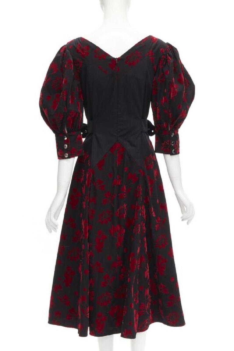 De las mujeres CHOPOVA LOWENA terciopelo rojo floral mariposa gancho corsé negro vestido victoriano S en venta