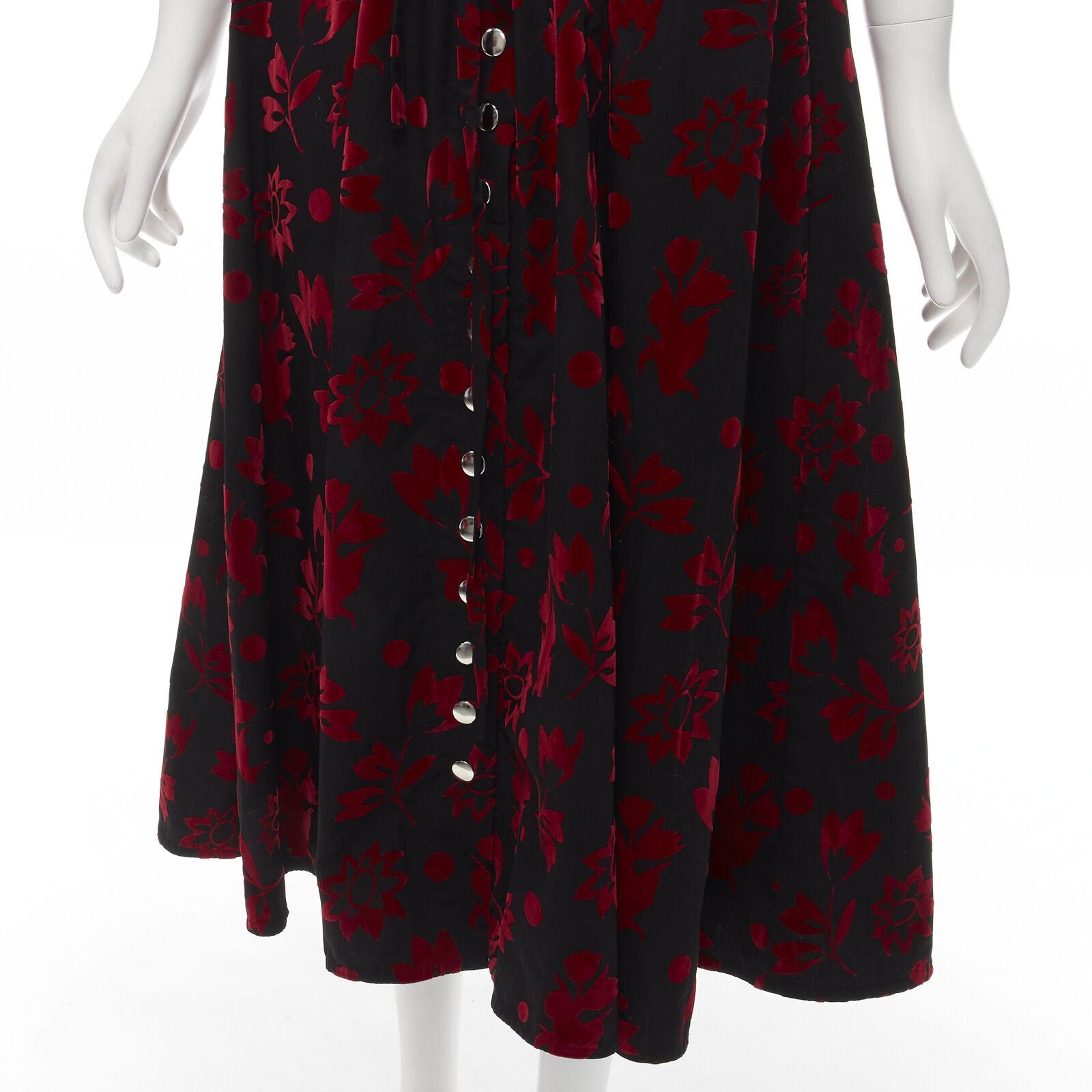 CHOPOVA LOWENA red velvet floral butterfly hook black corset Victorian dress S For Sale 3