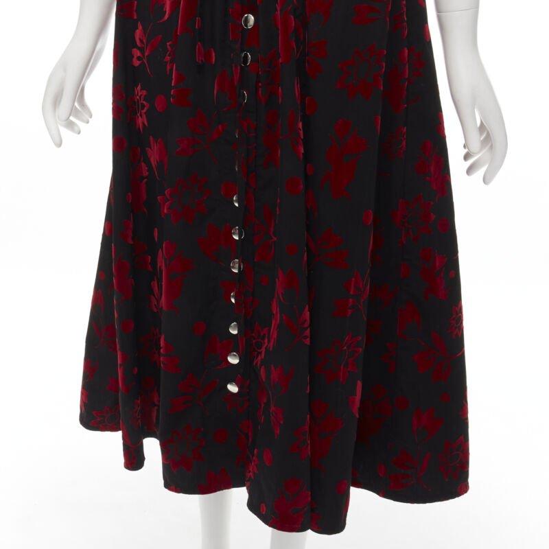 CHOPOVA LOWENA terciopelo rojo floral mariposa gancho corsé negro vestido victoriano S en venta 3