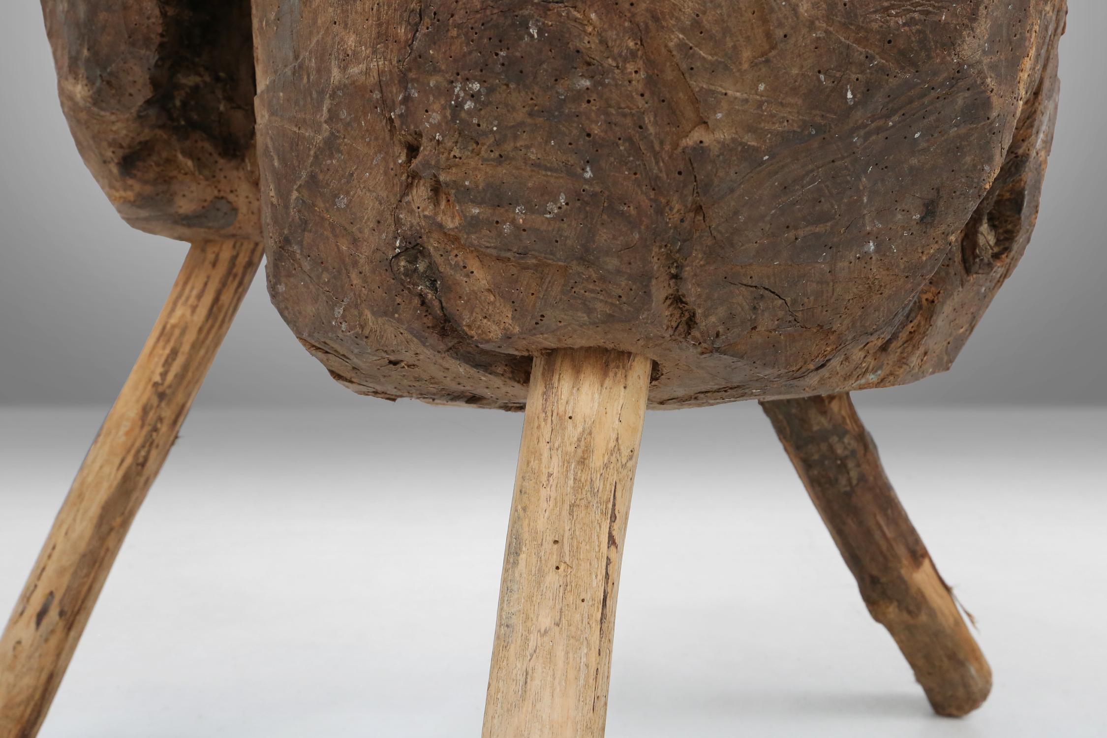 Bois Table d'appoint ou table d'appoint en bois complet, France, vers 1850 en vente