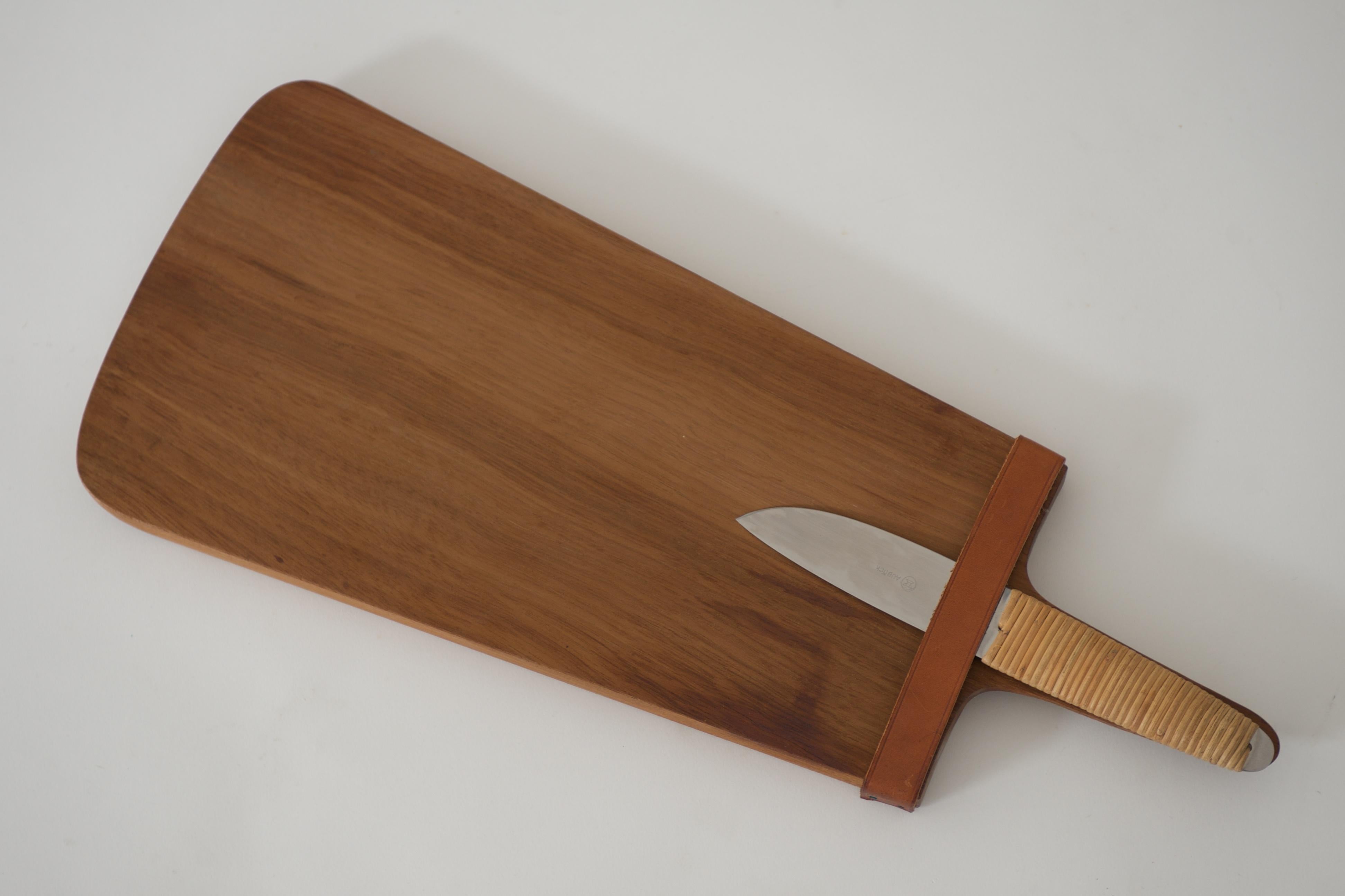 Stainless Steel Chopping Board with a Knife by Carl Auböck