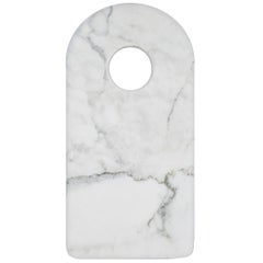 Handmade Chopping Board with Hole in White Carrara Marble