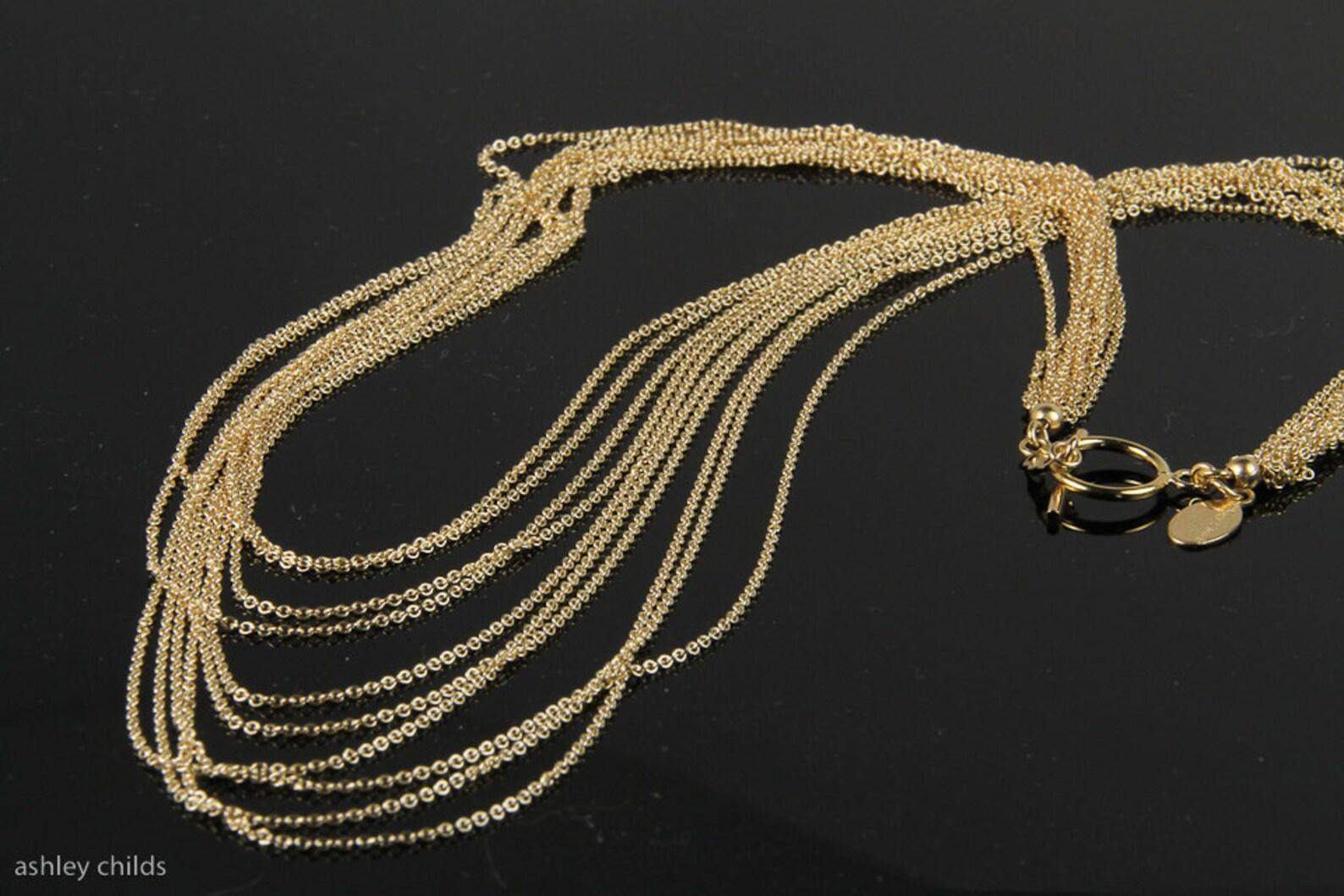Chorale Necklace, Layered Gold Vermeil Multi Chain by Ashley Childs In New Condition For Sale In Bozeman, MT