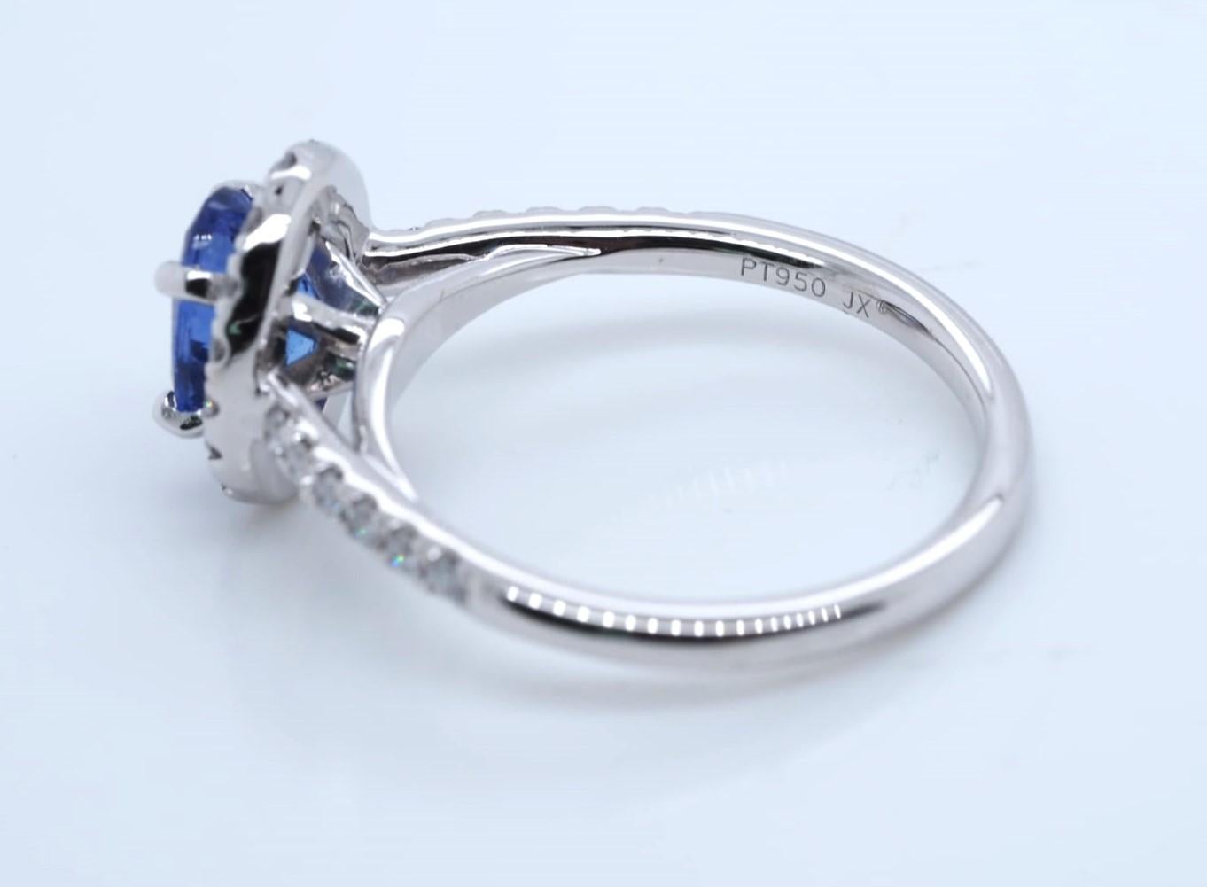 CHOSEN Oval Cut Tanzanite and Diamond Halo Engagement Ring in Platinum 950 For Sale 2