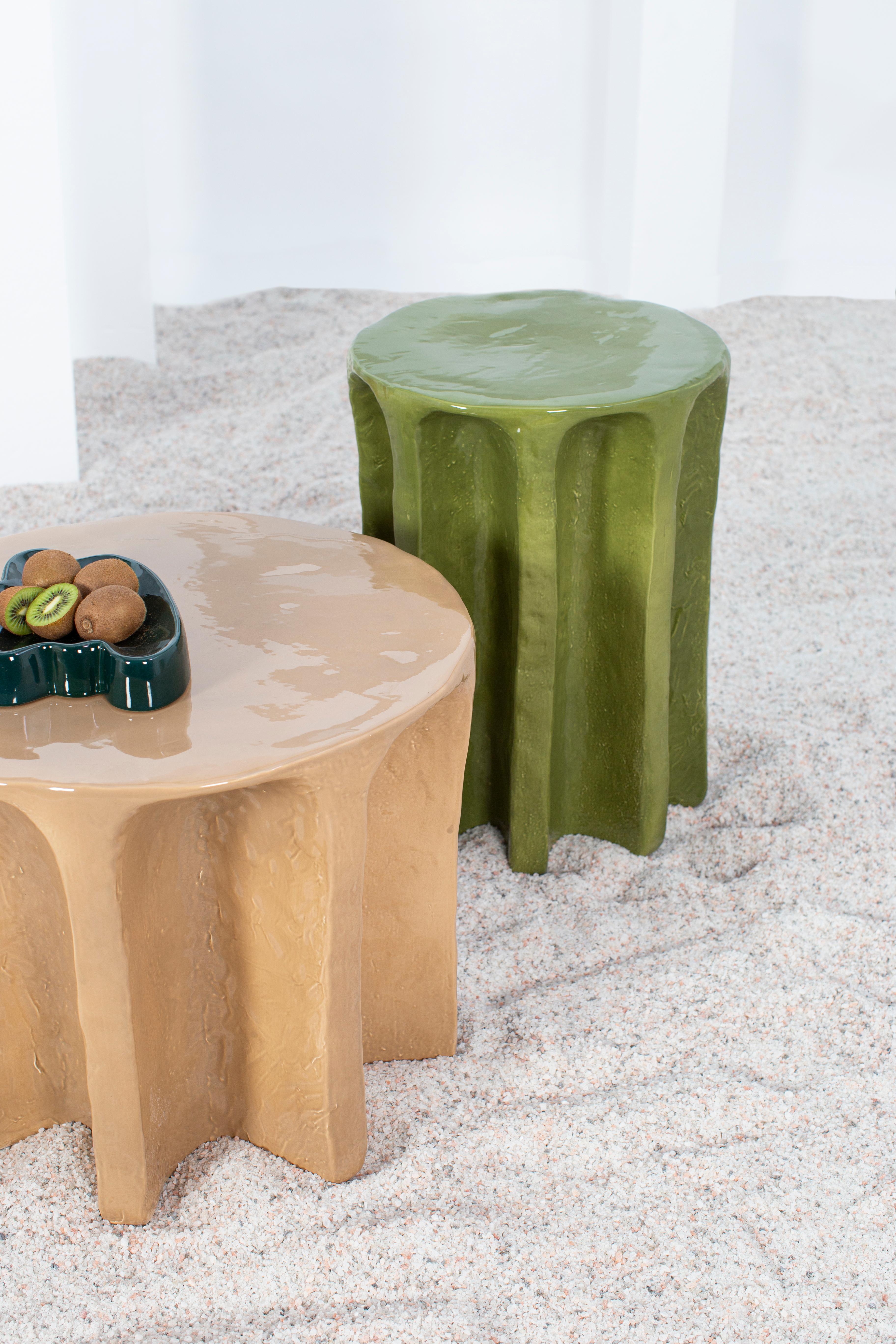 Céramique Table basse ronde verte Chouchou de Pulpo en vente